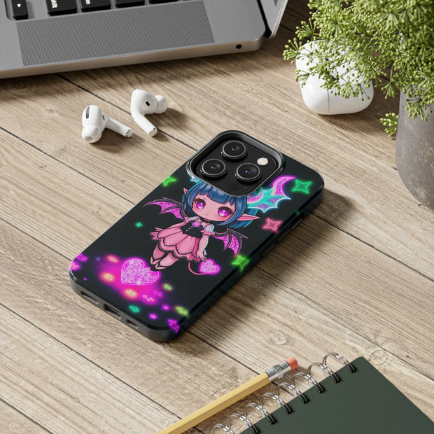 Kawaii Gothic Succubus Neon Heart Tough Phone Case
