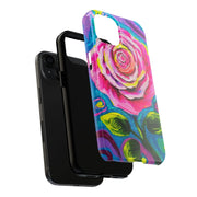 Vibrant Pink Rose Abstract Tough Phone Case LavenderCeleste