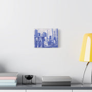 New York City Toile Art – Blue Scenic Skyline Matte Canvas Printify