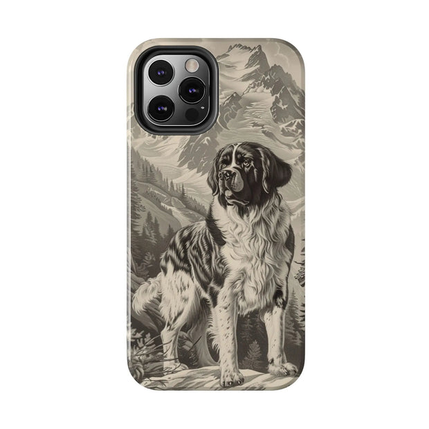Saint Bernard Toile de Jouy Vintage Tough Phone Case LavenderCeleste