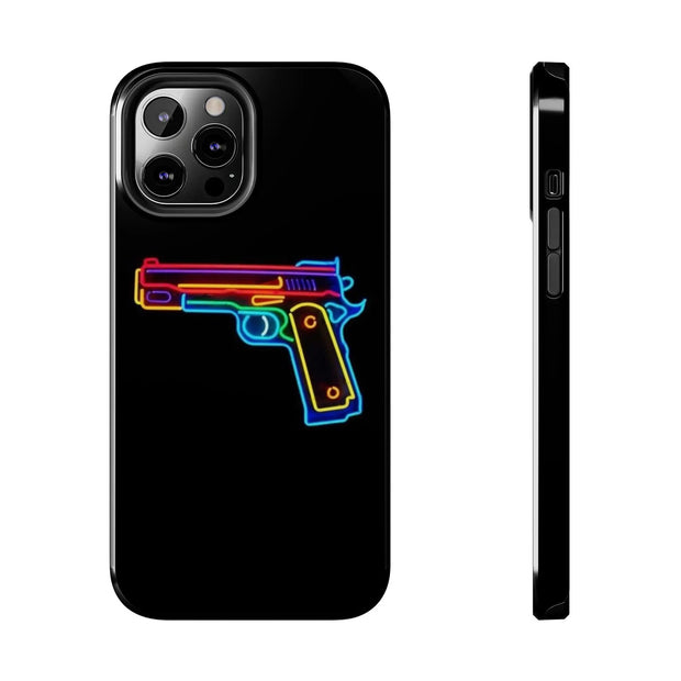 Neon Rainbow Gun Tough Phone Case – Bold Retro Vaporwave Aesthetic Printify