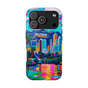 Los Angeles Hollywood Skyline Tough Phone Case – Vibrant Pop Art City Design - LavenderCeleste