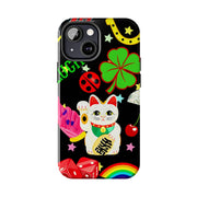 Lucky Symbols Tough Phone Case – 777 Dice Rainbow Maneki Neko Design - LavenderCeleste