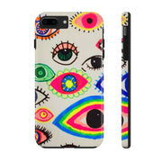 White Neon Evil Eye Psychedelic Pattern Tough Phone Case LavenderCeleste