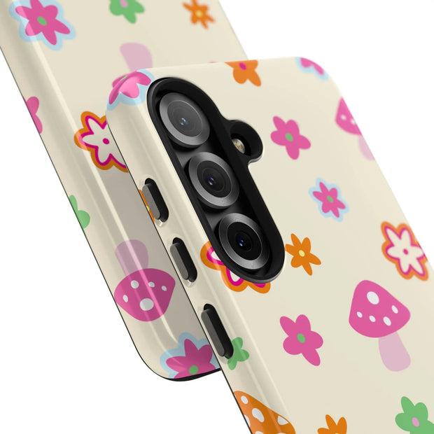 Retro Mushroom Flower Power Tough Phone Case LavenderCeleste