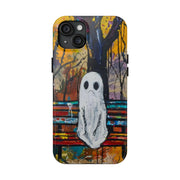Sad Ghost on Park Bench Abstract Art Phone Case LavenderCeleste