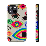 White Neon Evil Eye Psychedelic Pattern Tough Phone Case LavenderCeleste