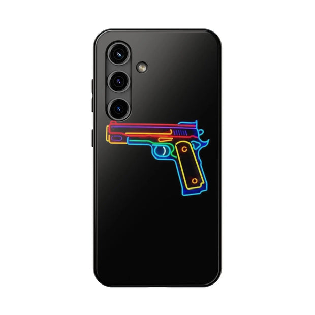 Neon Rainbow Gun Tough Phone Case – Bold Retro Vaporwave Aesthetic Printify