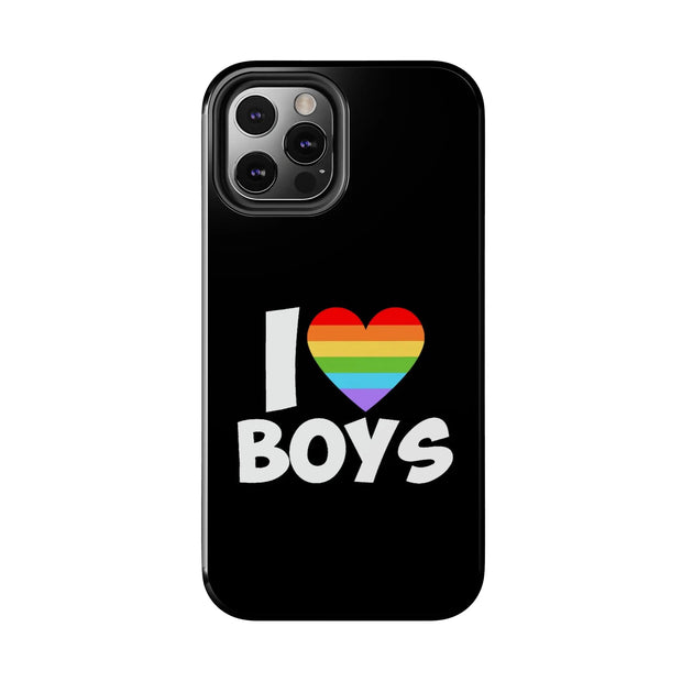 I Love Boys Pride Tough Phone Case – LGBTQ+ Rainbow Heart Design