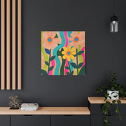 Groovy Paper Cut Flower Matte Canvas Art LavenderCeleste