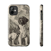 Saint Bernard Toile de Jouy Vintage Tough Phone Case LavenderCeleste