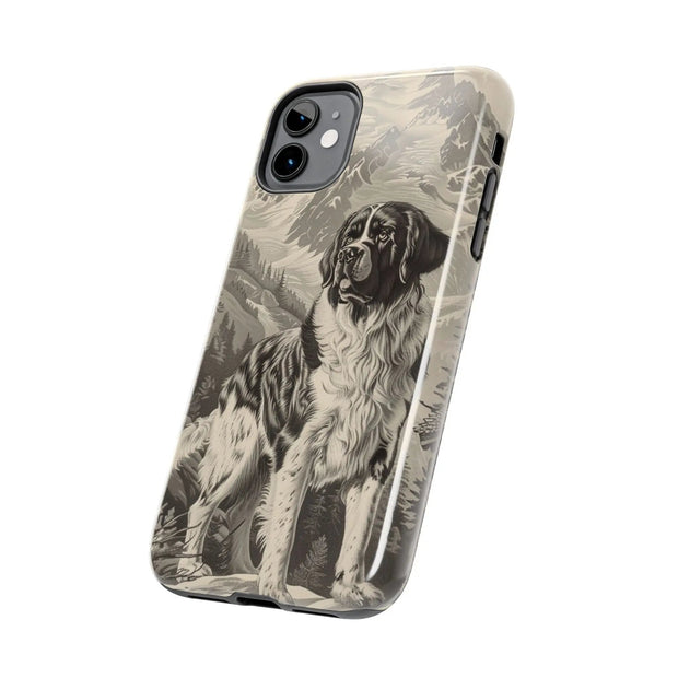 Saint Bernard Toile de Jouy Vintage Tough Phone Case LavenderCeleste