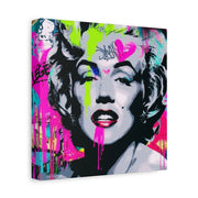 Marilyn Monroe Graffiti Matte Canvas – Neon Pop Art Street Style Wall Decor - LavenderCeleste