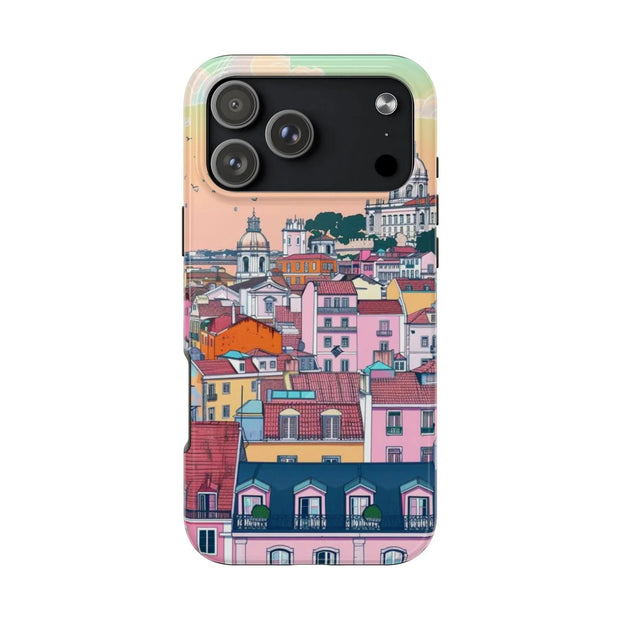 Lisbon Portugal Tough Phone Case – Pastel City Skyline Aesthetic