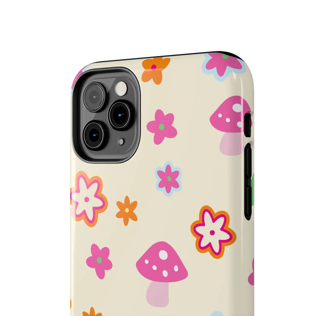 Retro Mushroom Flower Power Tough Phone Case LavenderCeleste