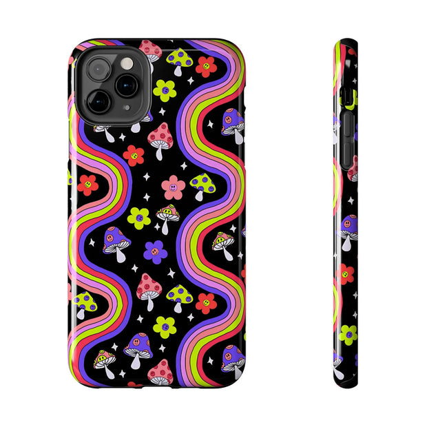 Groovy Mushroom Rainbow Tough Phone Case LavenderCeleste