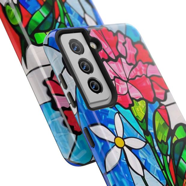 January Carnation Stained Glass Birth Flower Tough Phone Case