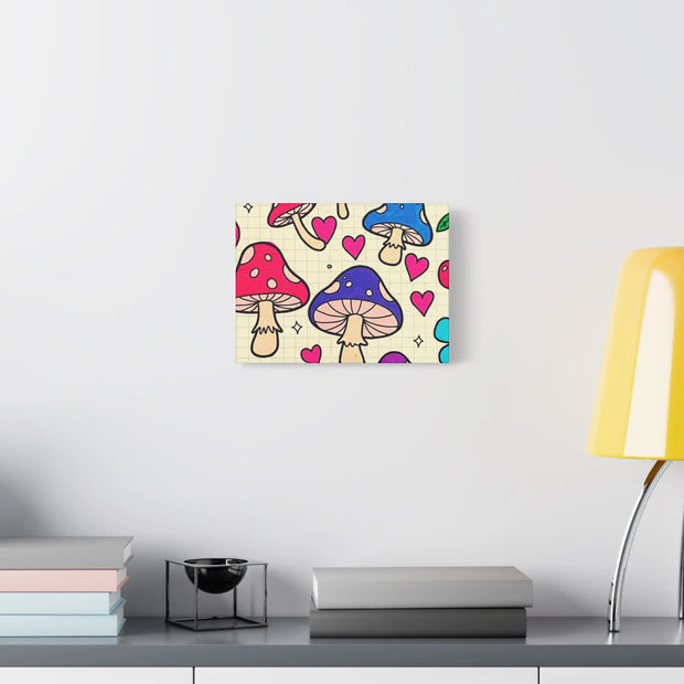 Kawaii Mushroom Cherry Flower Matte Canvas Print LavenderCeleste