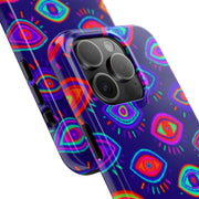 Trippy Neon Evil Eye Protective Tough Phone Case LavenderCeleste