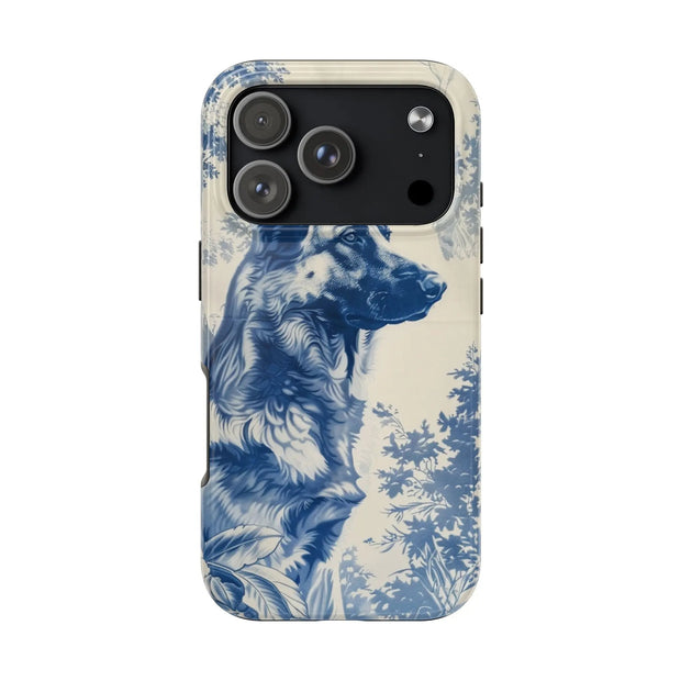 Blue Toile German Shepherd Scenic Tough Phone Case LavenderCeleste