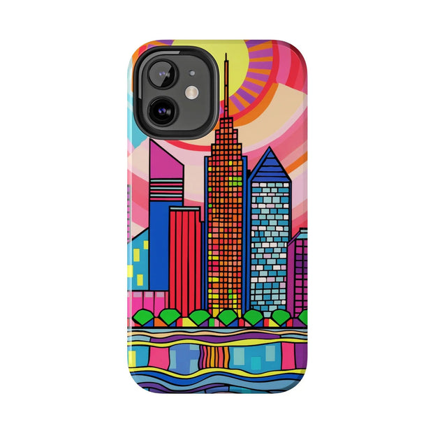 Tulsa Oklahoma Retro Pop Skyline Tough Phone Case LavenderCeleste