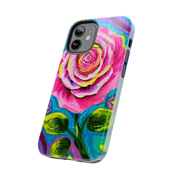 Vibrant Pink Rose Abstract Tough Phone Case LavenderCeleste