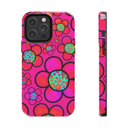 Hot Pink Retro Flower Power Tough Phone Case LavenderCeleste
