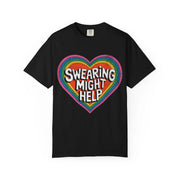 Swearing Might Help Retro Rainbow Comfort Colors Tee LavenderCeleste