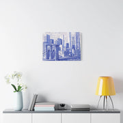 New York City Toile Art – Blue Scenic Skyline Matte Canvas Printify