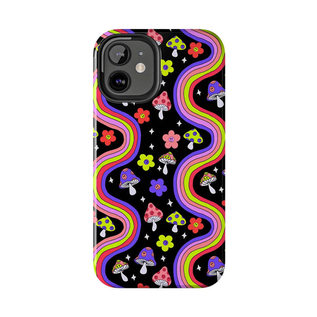 Groovy Mushroom Rainbow Tough Phone Case LavenderCeleste