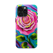 Vibrant Pink Rose Abstract Tough Phone Case LavenderCeleste