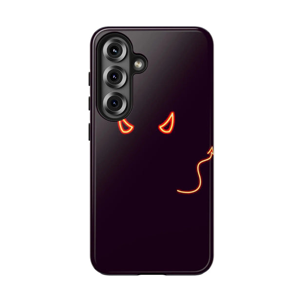 Neon Devil Eyes Tough Phone Case – Minimal Dark Glow Aesthetic Printify