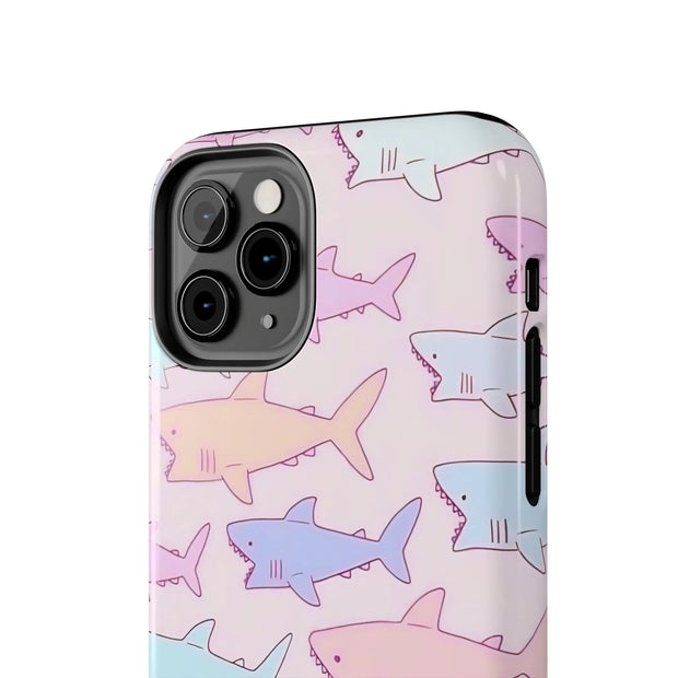 Pastel Shark Pattern Tough Phone Case Printify