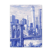 New York City Toile Art – Blue Scenic Skyline Matte Canvas Printify