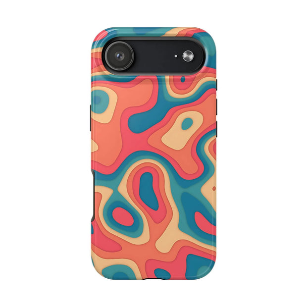 Retro Coral Abstract Mid-Century Tough Phone Case LavenderCeleste