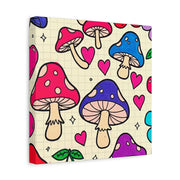 Kawaii Mushroom Cherry Flower Matte Canvas Print LavenderCeleste