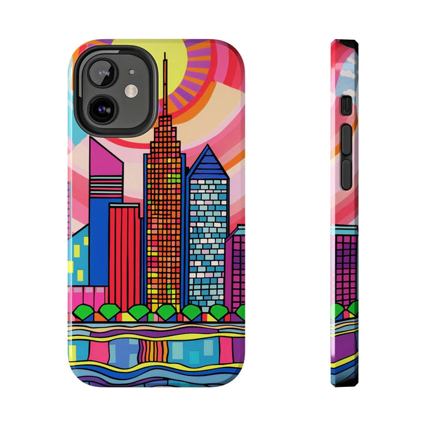 Tulsa Oklahoma Retro Pop Skyline Tough Phone Case LavenderCeleste