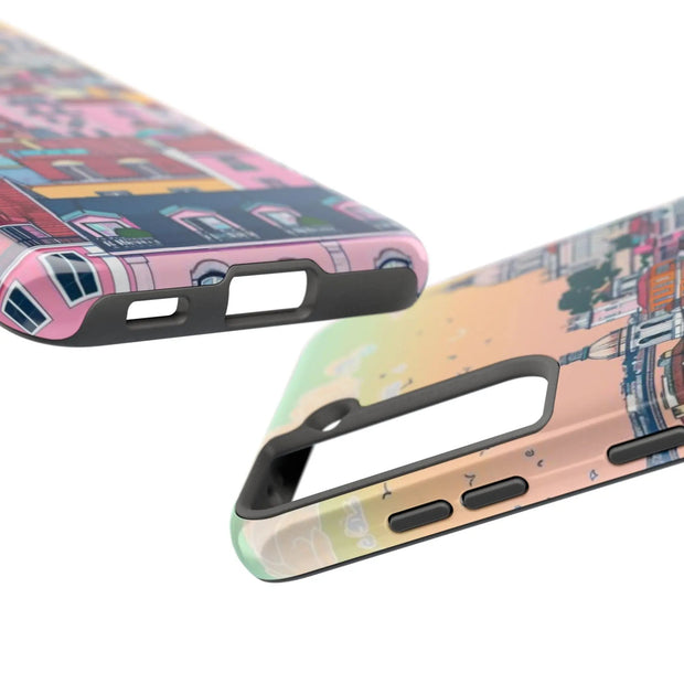 Lisbon Portugal Tough Phone Case – Pastel City Skyline Aesthetic