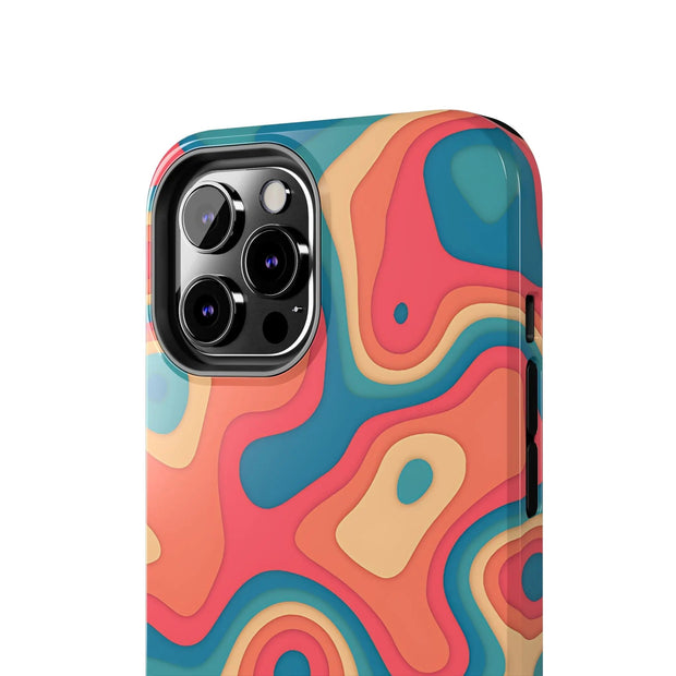 Retro Coral Abstract Mid-Century Tough Phone Case LavenderCeleste