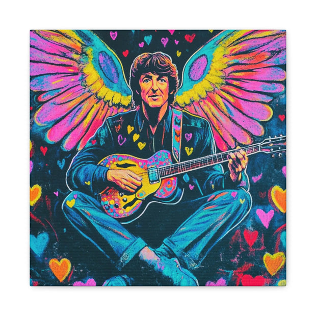 Psychedelic Guitar Angel Matte Canvas Art LavenderCeleste