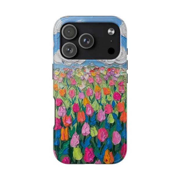 Rainbow Tulip Field Tough Phone Case LavenderCeleste