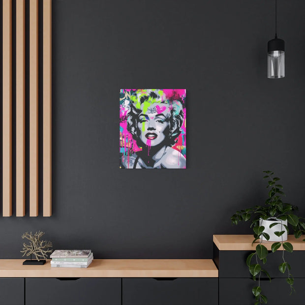 Marilyn Monroe Graffiti Matte Canvas – Neon Pop Art Street Style Wall Decor - LavenderCeleste