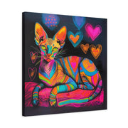 Neon Sphynx Love Pop Art Matte Canvas Wall Art LavenderCeleste