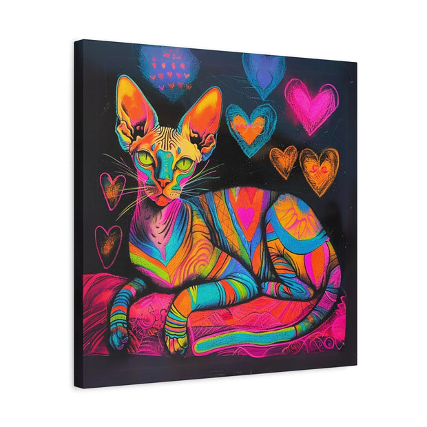 Neon Sphynx Love Pop Art Matte Canvas Wall Art LavenderCeleste