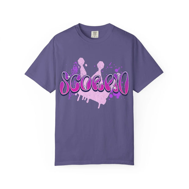 Scorpio Queen Graffiti Zodiac Comfort Colors Tee LavenderCeleste