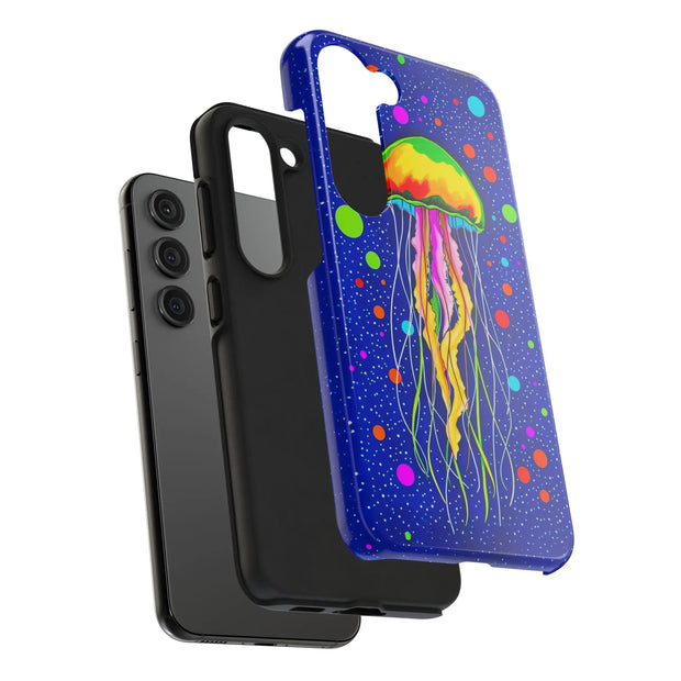 Vibrant Neon Jellyfish Cosmic Sea Tough Phone Case