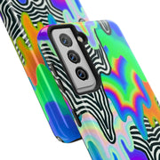 Trippy Technicolor Drip Retro Tough Phone Case LavenderCeleste