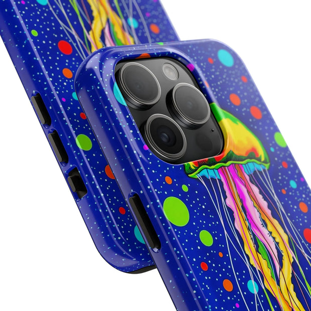 Vibrant Neon Jellyfish Cosmic Sea Tough Phone Case