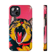 Yawning Cat Pop Art Bright Retro Aesthetic Tough Phone Case LavenderCeleste