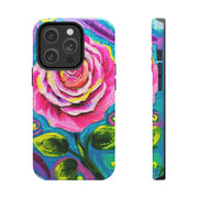 Vibrant Pink Rose Abstract Tough Phone Case LavenderCeleste
